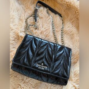 kate spade New York Black Patent Quilted Chain Shoulder Bag
